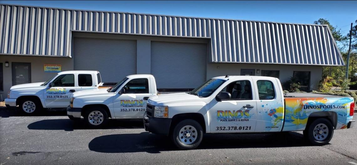 Dino's Pool Service Repair Trucks